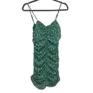 Lulus green floral ruched mini dress size XS